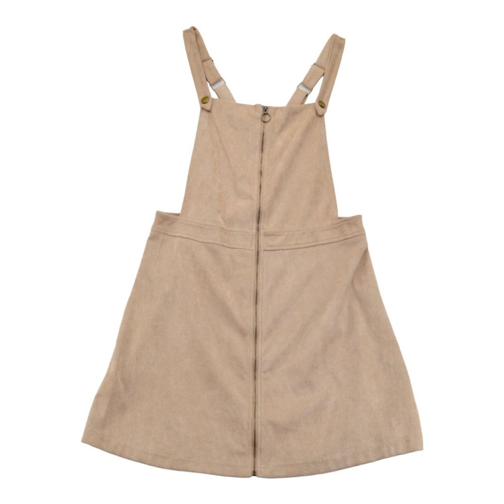 Pie In The Sky Juniors‎ Overall Jumper Dress Full Zip Size Large Beige